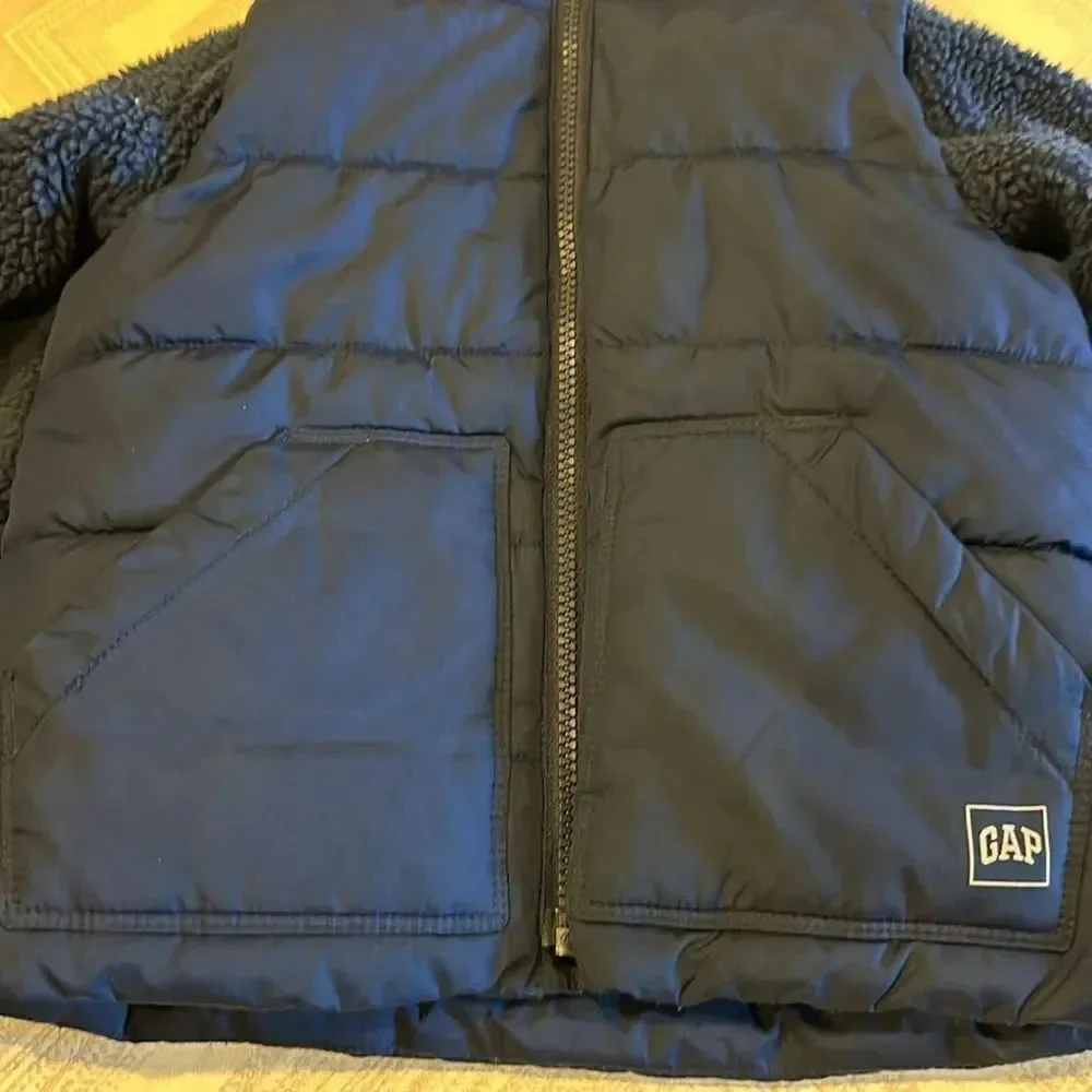 Baby Gap Boys Fleece/Vest Navy Blue Removable Jacket - Size 4